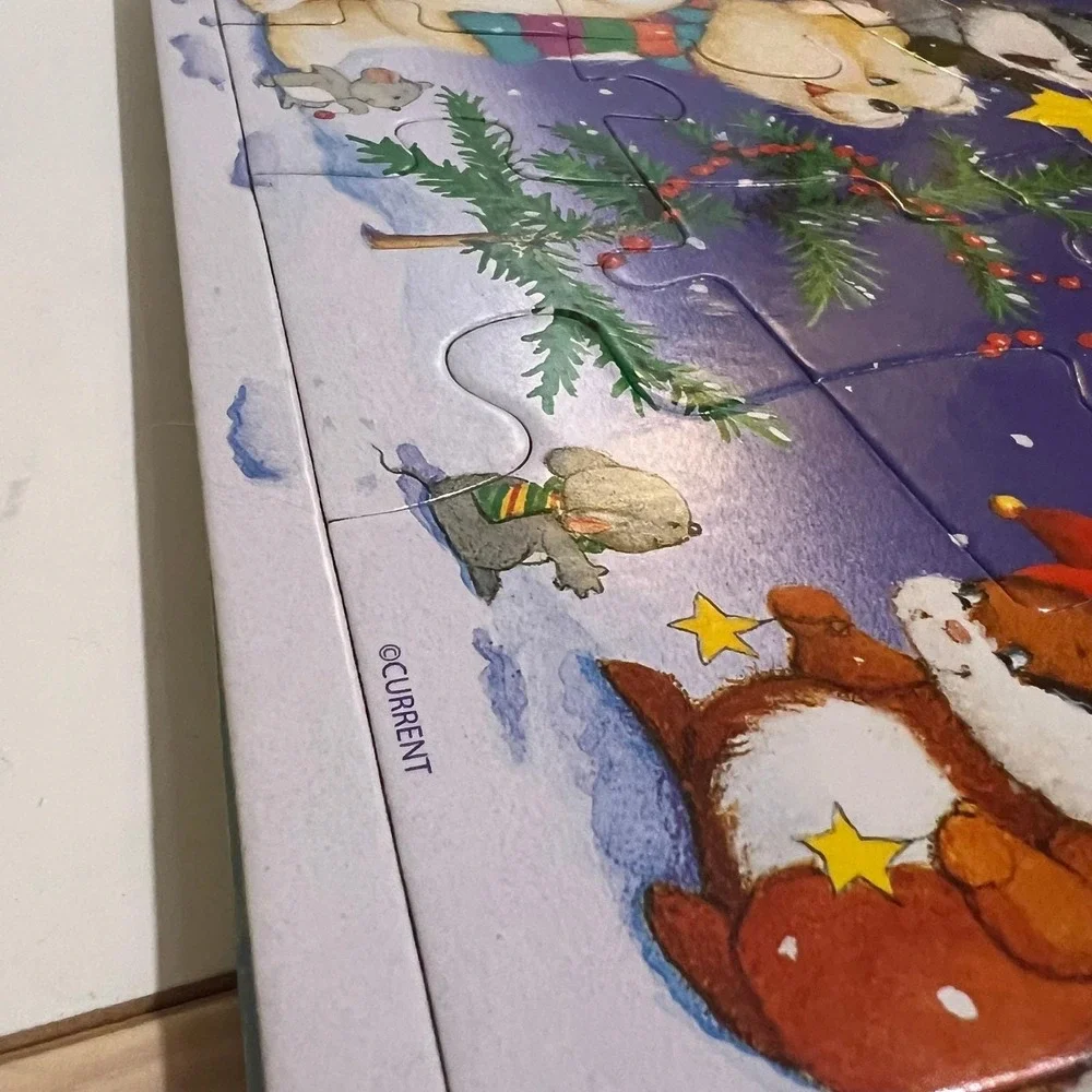 Vintage Current brand set 3 Christmas jigsaw Puzzles‎ 12 piece Winter Animals